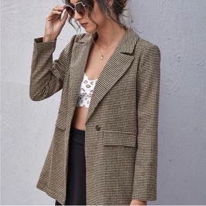 Shein Brown houndstooth blazer